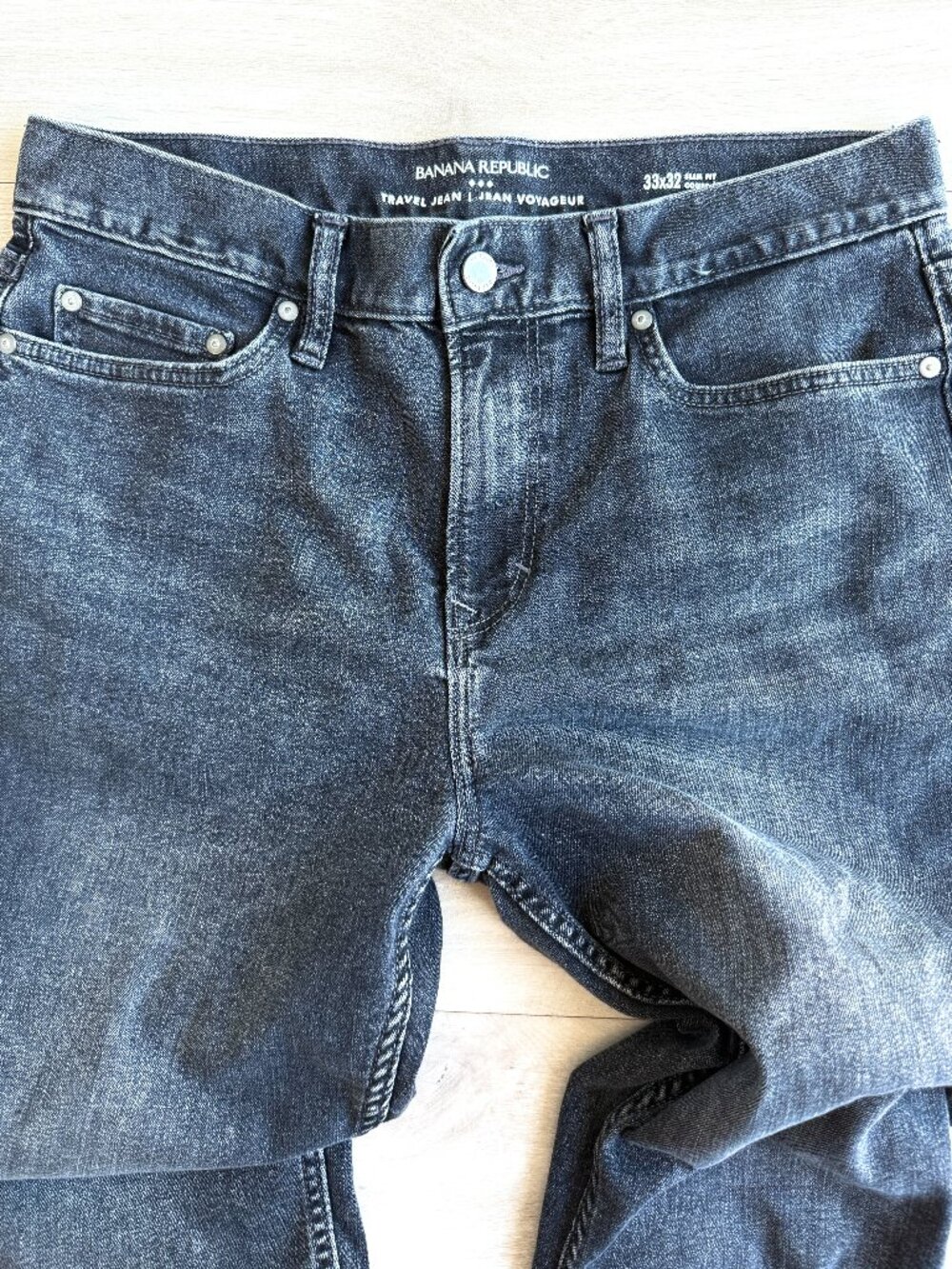 Banana Republic Travel Jeans Cotton Blend Faded Black Slim Fit 33x32